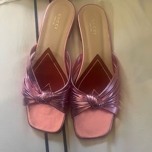 Women’s GUCCI Crawford Knot Metallic Slides